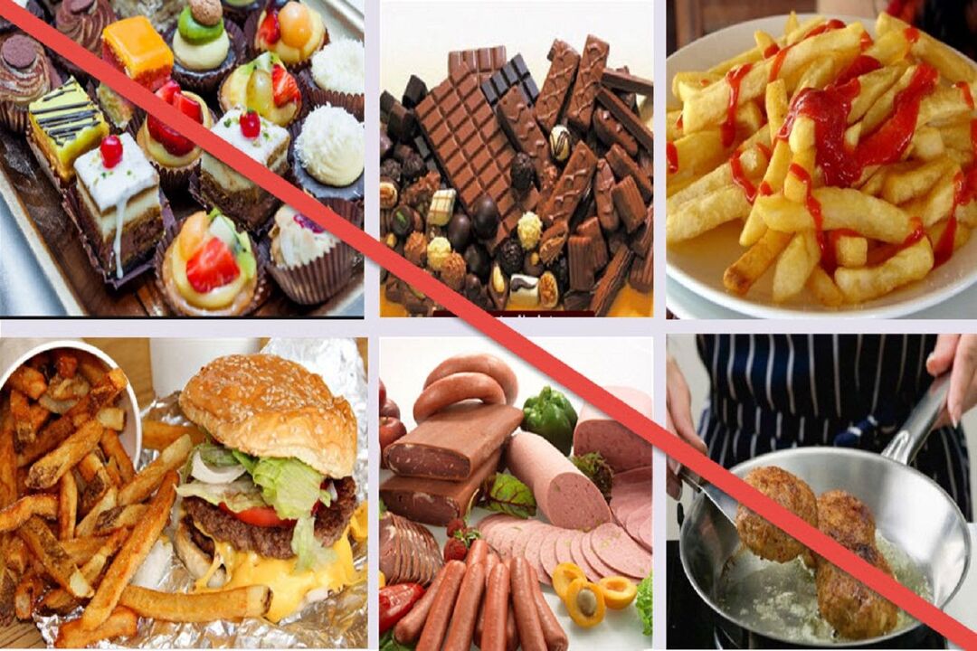 Lebensmittel, die in der Diät verboten sind